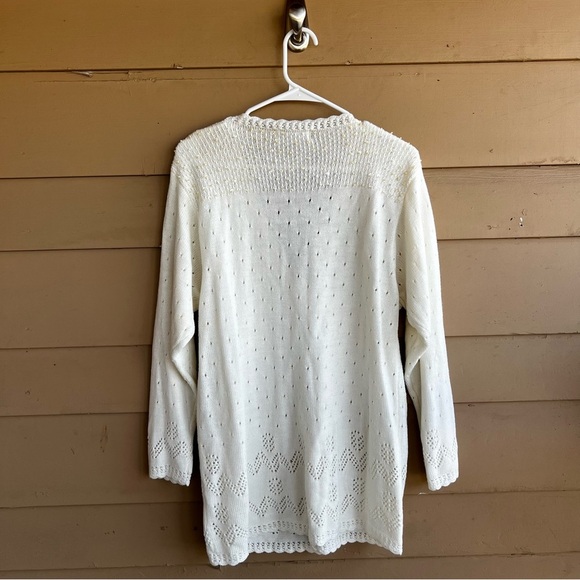 Moonstar Cream Floral Knitted Duster Cardigan - SZ L - Picture 8 of 8